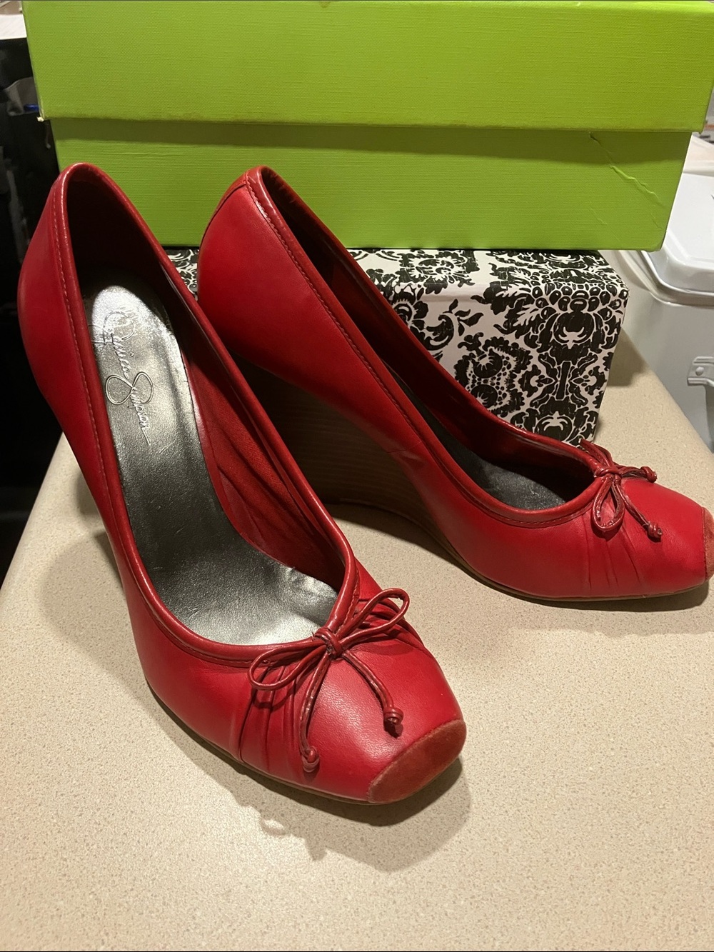 Jessica Simpson Red Leather Wedges